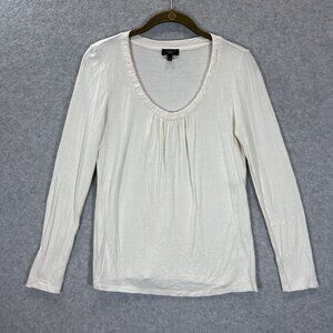 Talbots White Ivory Long Sleeve Scoop Neck Top Petites Small Classic Casual